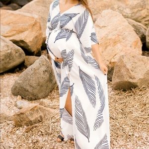 Baltic Born Feather Print Maxi Dress